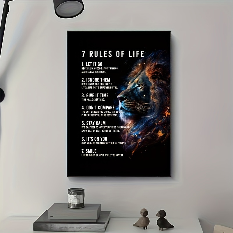 Canvas Poster 7 Rules Life Letter Motivational Quote Canvas - Temu