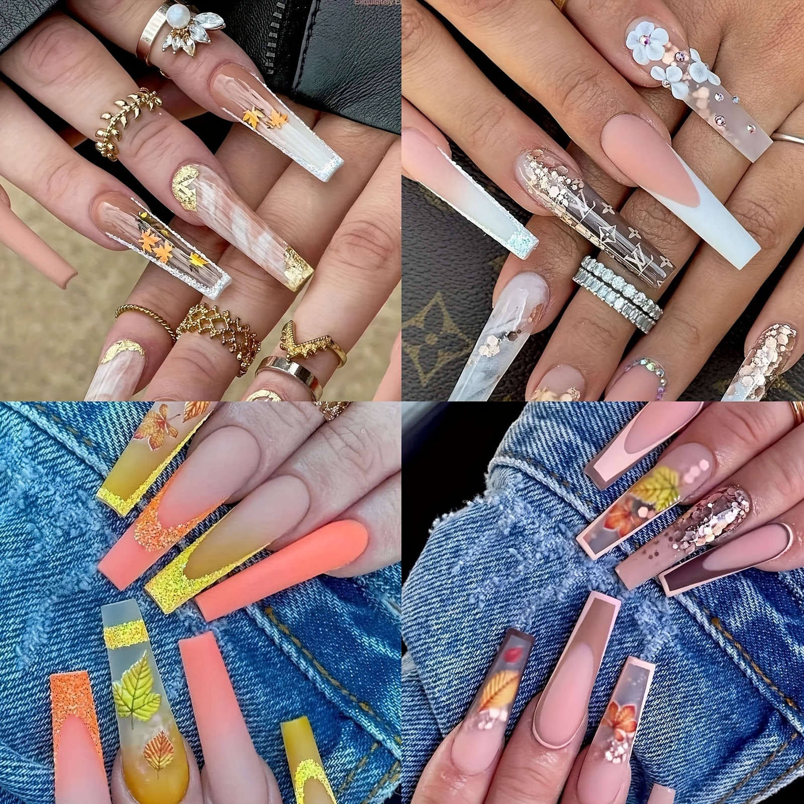 False Nail Tips Gel Nails Extension System Full Cover Sculpted Clear Coffin  100PCS/120PCS Acrylic Press on Nails Manicure Tool