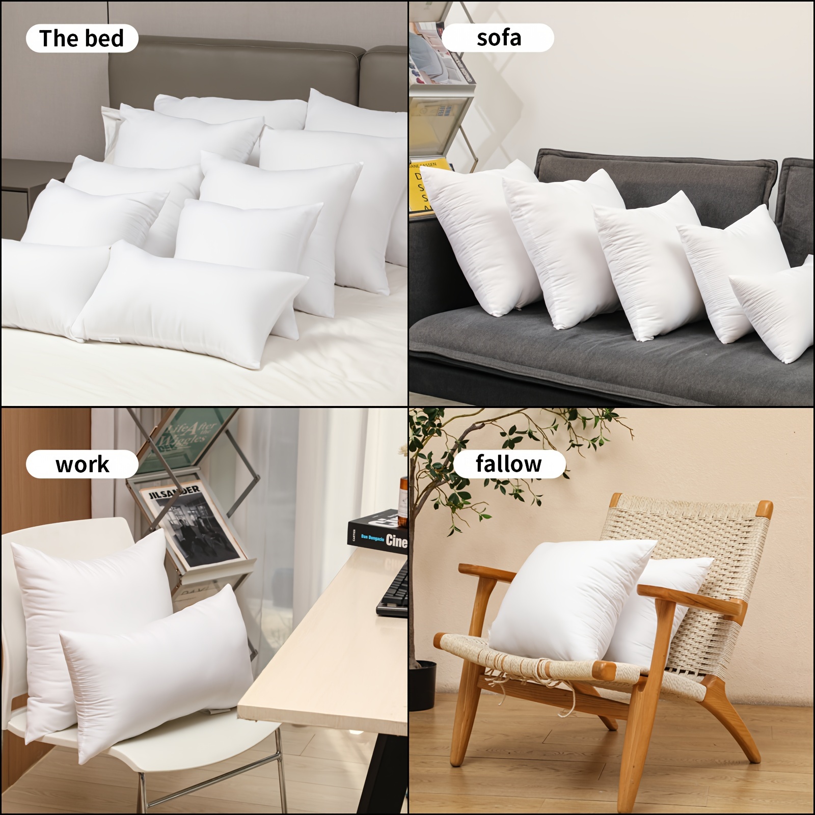 White Square Throw Pillow Core Decorative Sofa Pillow Fabric Fluffy Soft Pillow  Insert, For Bed Sofa Couch Home Decor, - Temu