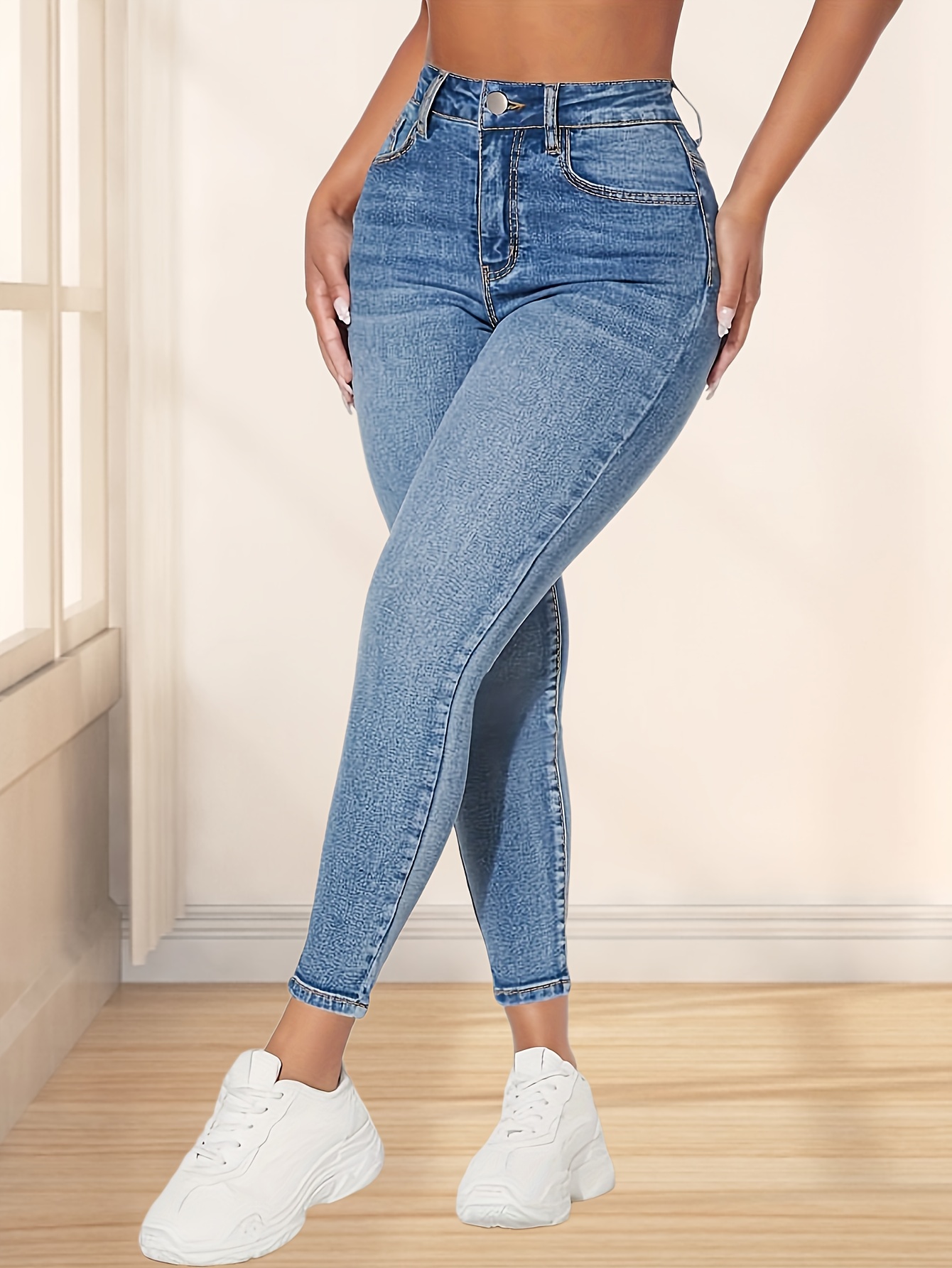 CLARA Curve super stretch slim fit jeans with high waist Light denim