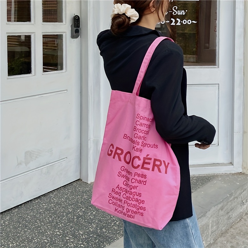 Pink Shoulder Tote Bag, Bag Woman Canvas Pink