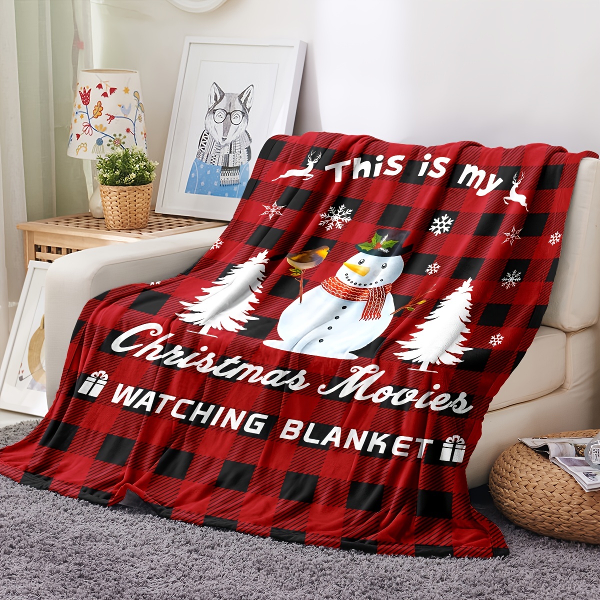 Christmas Blanket Reindeer Dwarf Christmas Snowman Red Temu