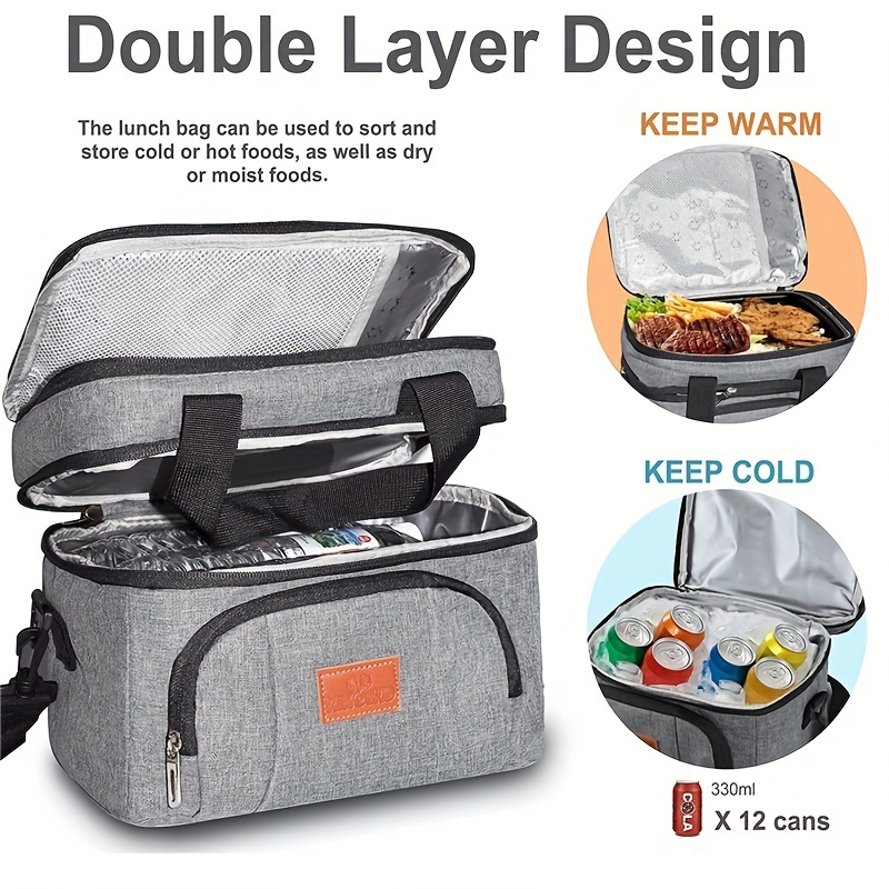  Lunch Bags for Women Men, Double Deck Lunch Cooler Bag