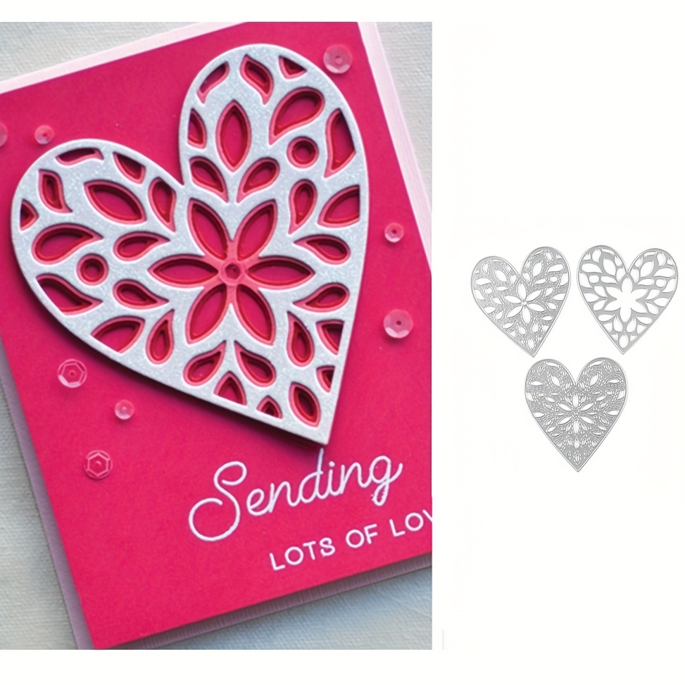 Love Heart Flower Frame Cutting Dies Metal Die Cuts For Diy - Temu