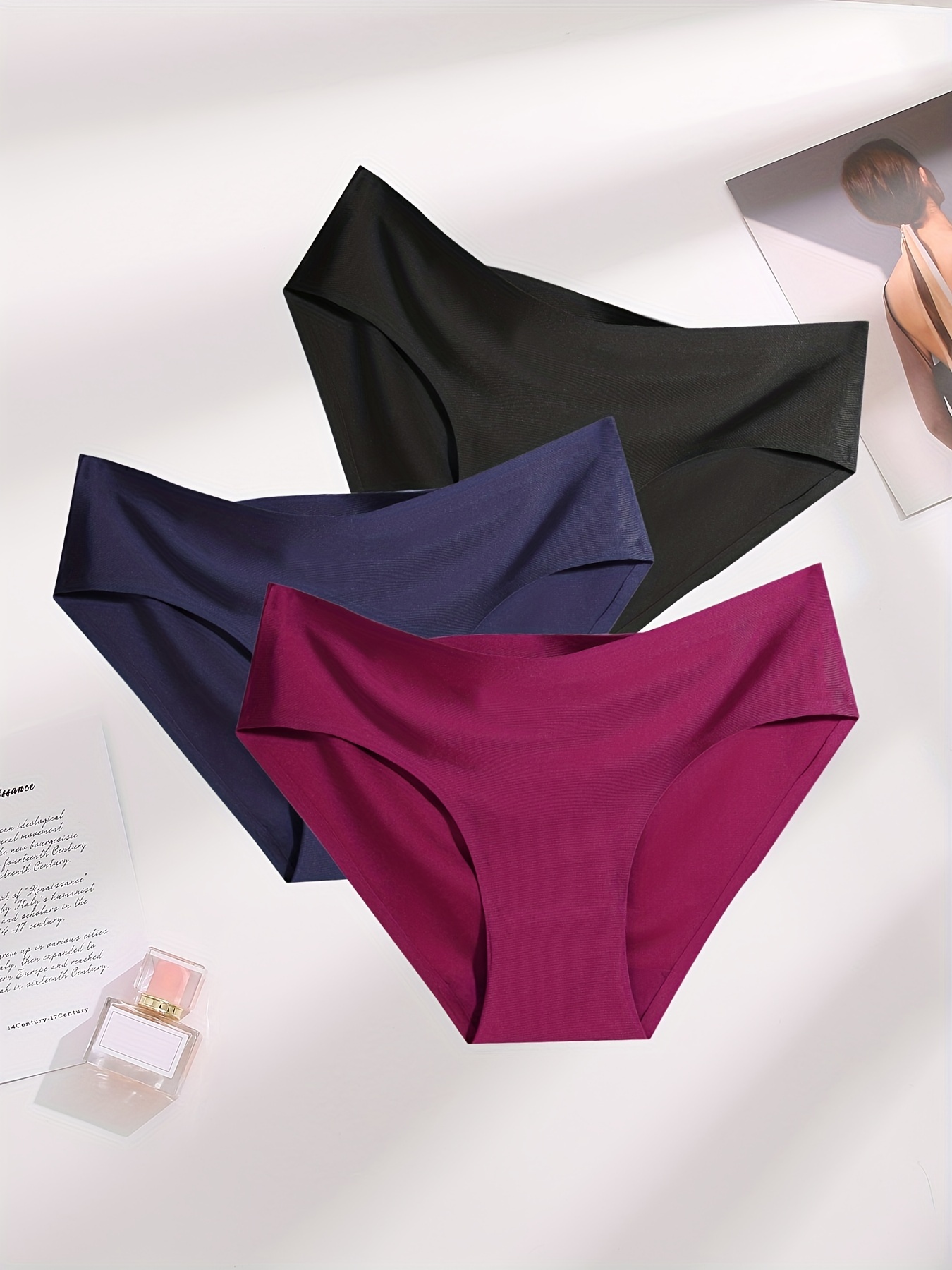 Seamless Solid Bikini Panties Comfy Skin friendly Intimates - Temu Japan