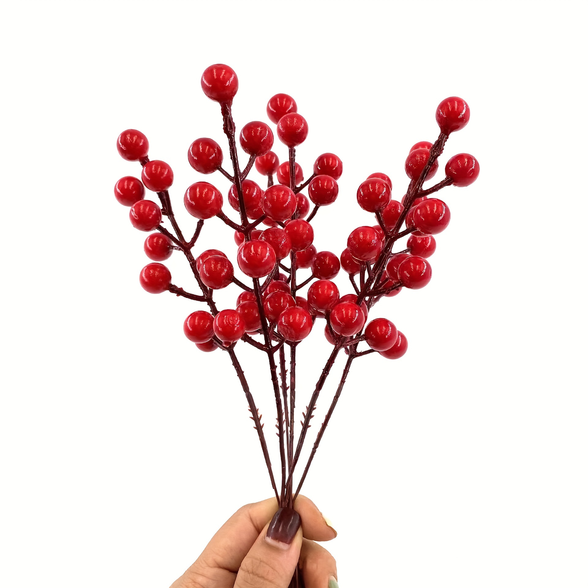 12Pcs Red Berry Stems Foam Red Berries Red Berries Stems Christmas