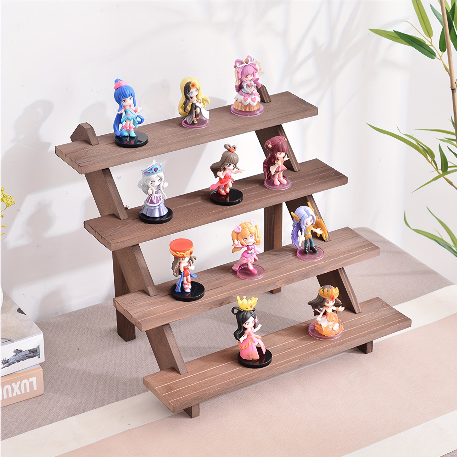 Wooden Jewelry Display Stand With Cards 3/4 Tier Racks For - Temu