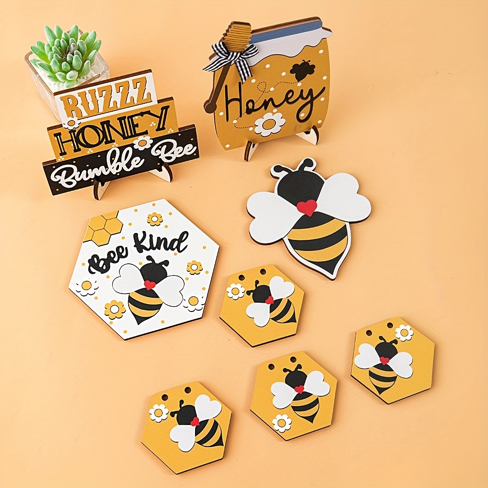 New Joy Honey Bee Layered Tray Decoration Crafts Set Party Home Desktop  Ornaments,party Summer Fall Decoration Tray Signs Vacation House Rustic  Wooden Signs Kitchen Table Shelf Decor, Signs Classic Style Tiered Tray