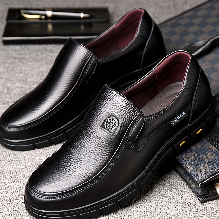 Dck Men's Genuine Leather Letters Print Loafers, Casual Lightweight Slip On  Dress Shoes - Temu Italy