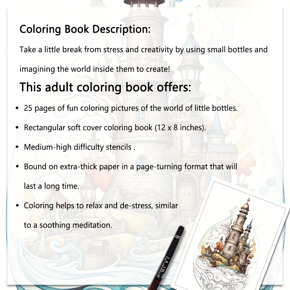 12 Pages Stress Relief Coloring Book
