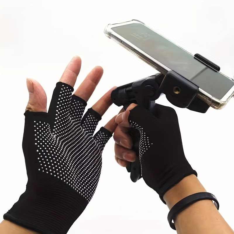 1pair Black Anti Slip Breathable Sweat Absorbing Two Finger Gloves For  Outdoor Cycling Fishing And Driving - Jewelry & Accessories - Temu