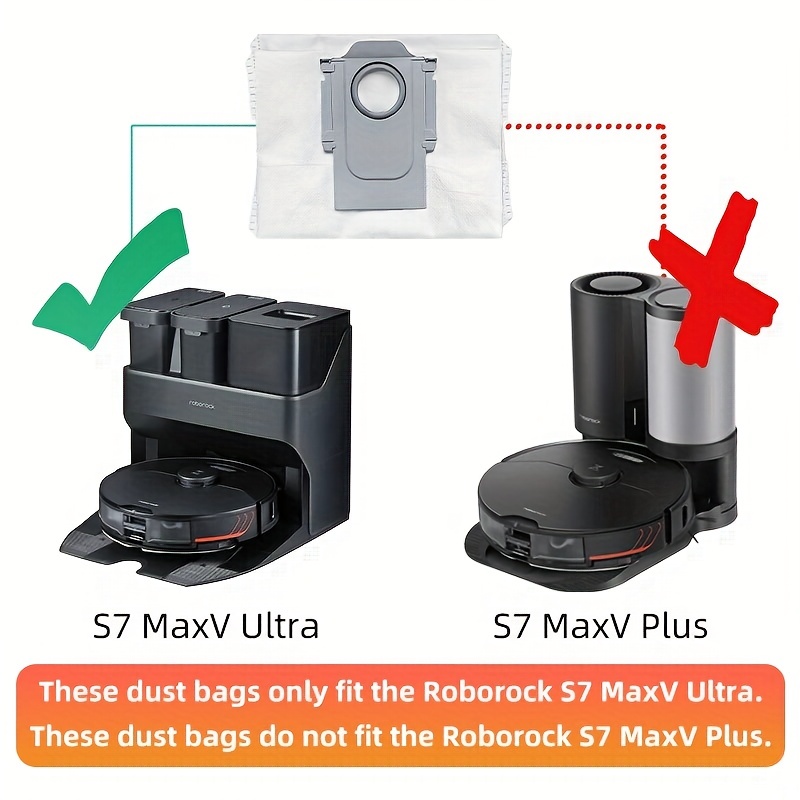 8 Packs Vacuum Dust Bags for Roborock S8 S8 Pro Ultra S7 MaxV Ultra S7 Pro