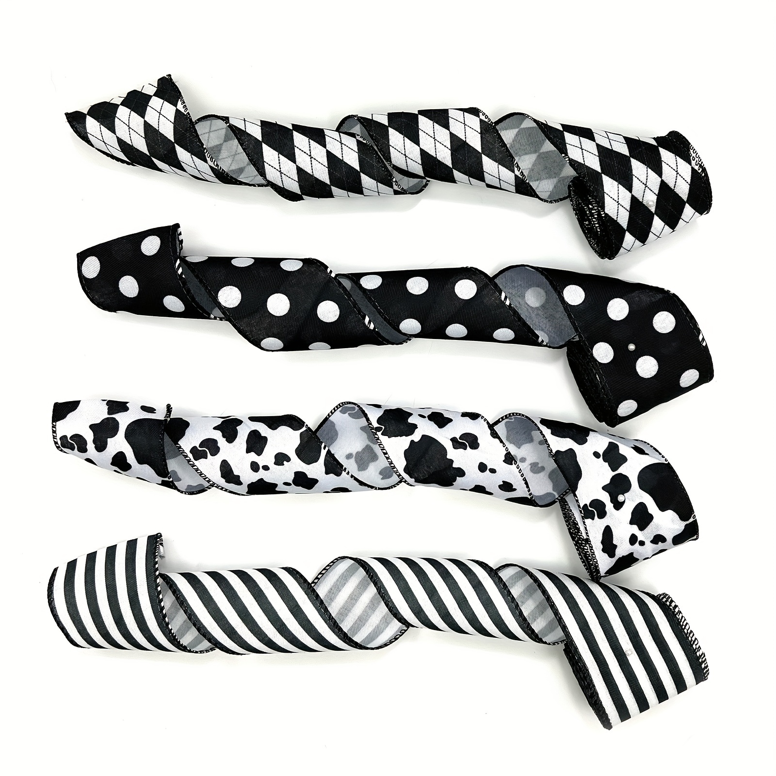 1 Inch Plaid Satin Ribbons Black and White Diamond Check Ribbon, 5 Yards  for DIY Craft Wrapping Bow Home Party Decor