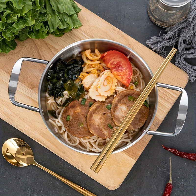 1pc, Stainless Steel Ramen Pot With Lid(7''), Korean Ramen Cooking Pot,  Fast Heating Noodle Pot With Cover, Kitchen Utensils, Kitchen Gadgets,  Kitchen