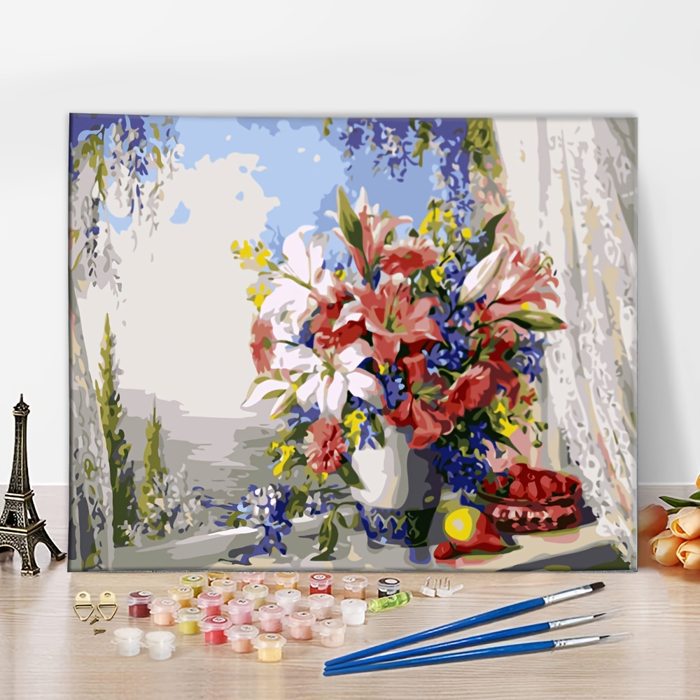 Blooming Flowers Paint By Numbers Frameless For Adults - Temu