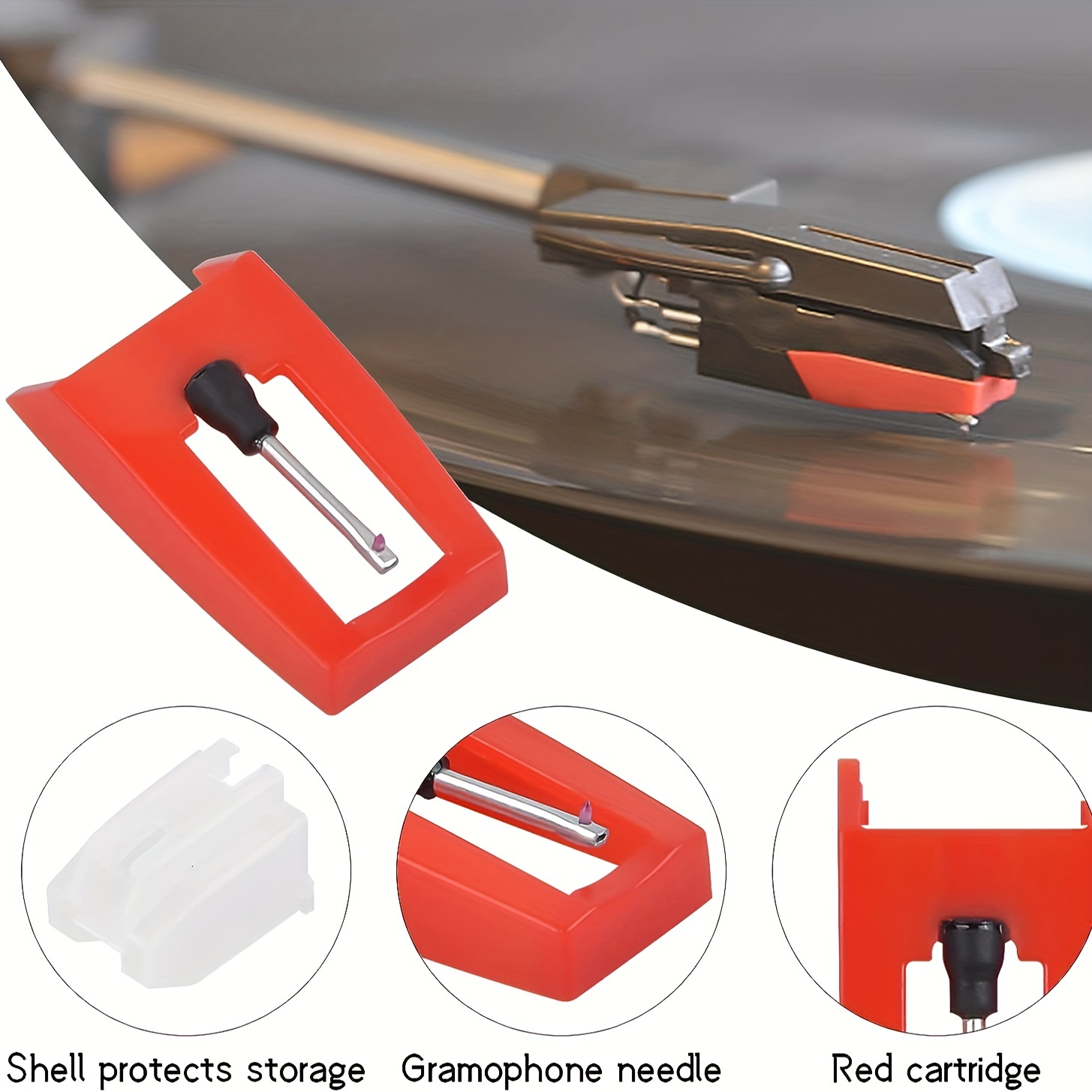 CKANDAY Vinyle LP Tourne-Disque Cartouche avec 2 Pack Universel Stylet  Aiguilles de Remplacement pour Crosley Ion 