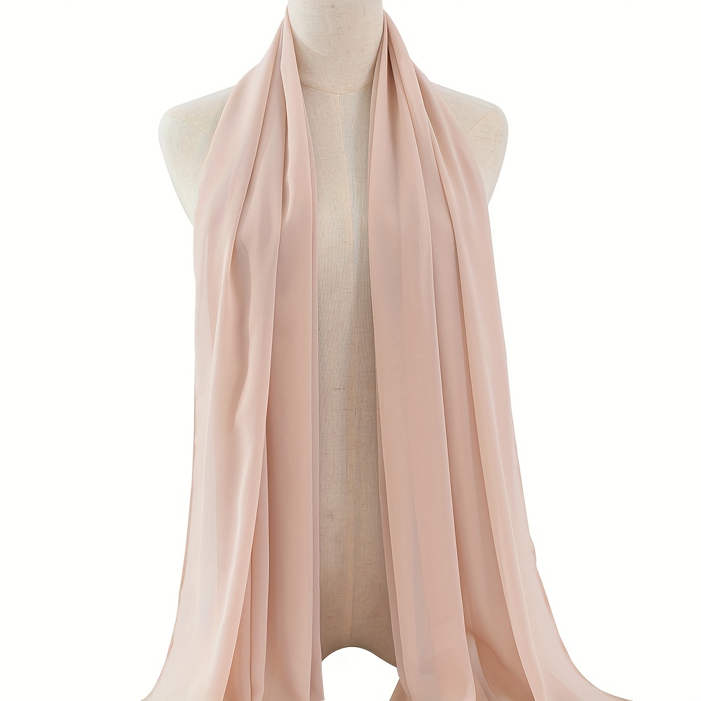 Soft Chiffon Hijab Solid Color Elegant Headwear Casual Shawl - Temu Canada