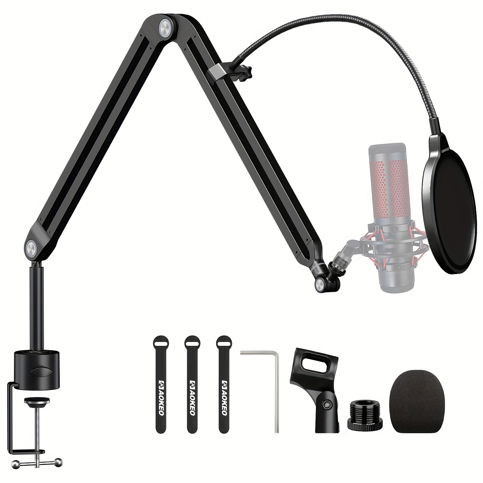 VIVO Soporte de brazo de micrófono de broadcast/podcast premium con  adaptador de tornillo de 3/8 y 5/8 pulgadas, soporte de escritorio  resistente