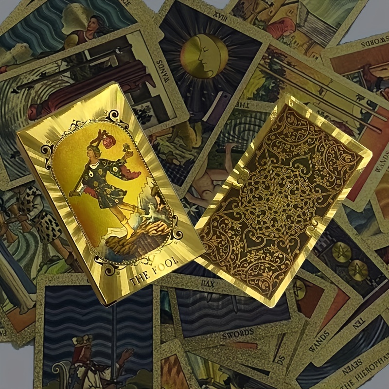 Cartes De Tarot 78 Cartes De Tarot En Feuille D'or Avec - Temu Belgium