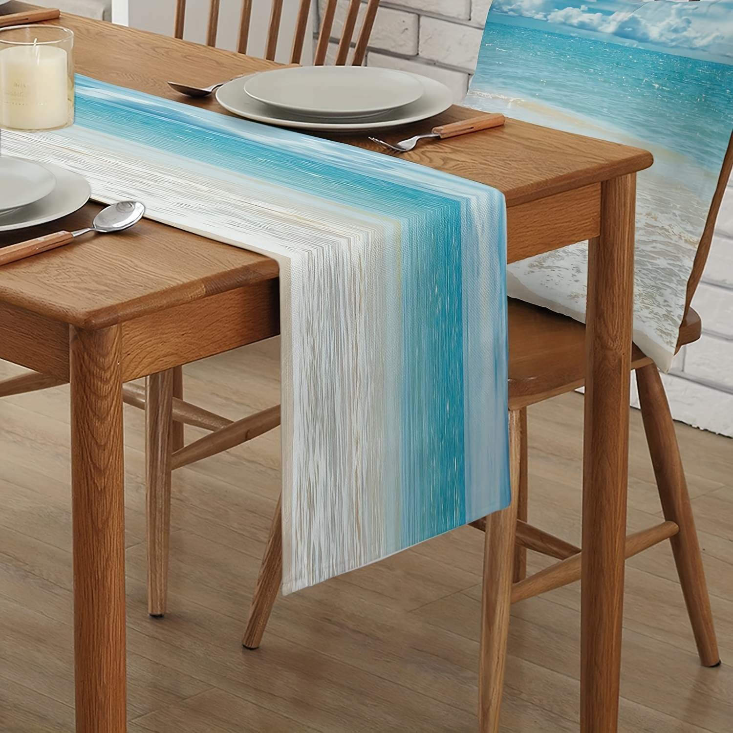 Long Tropical Ocean Beach Sea Water Table Runner Family - Temu