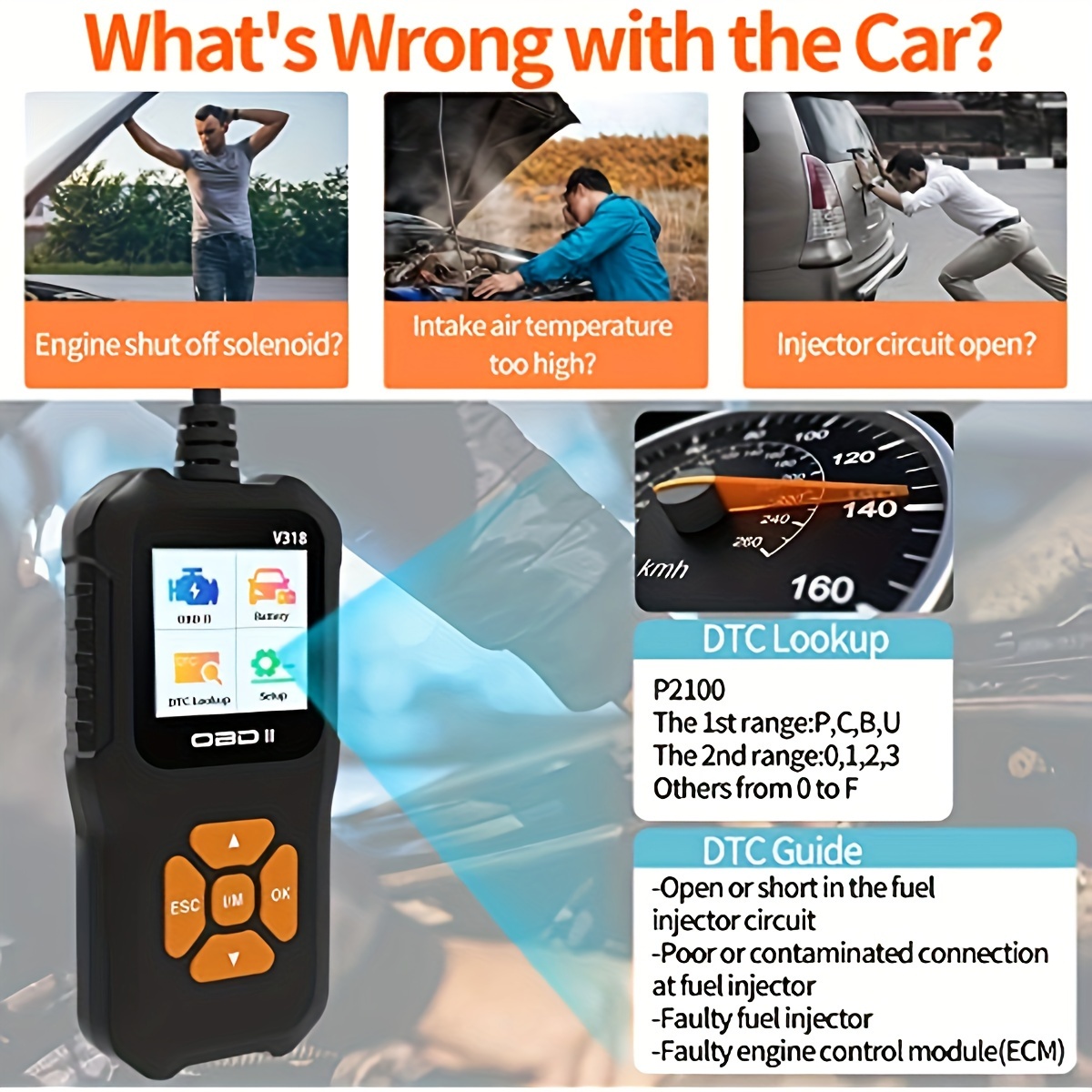 Car Obd2 Scanner Check Engine Light Fault Code Reader - Temu