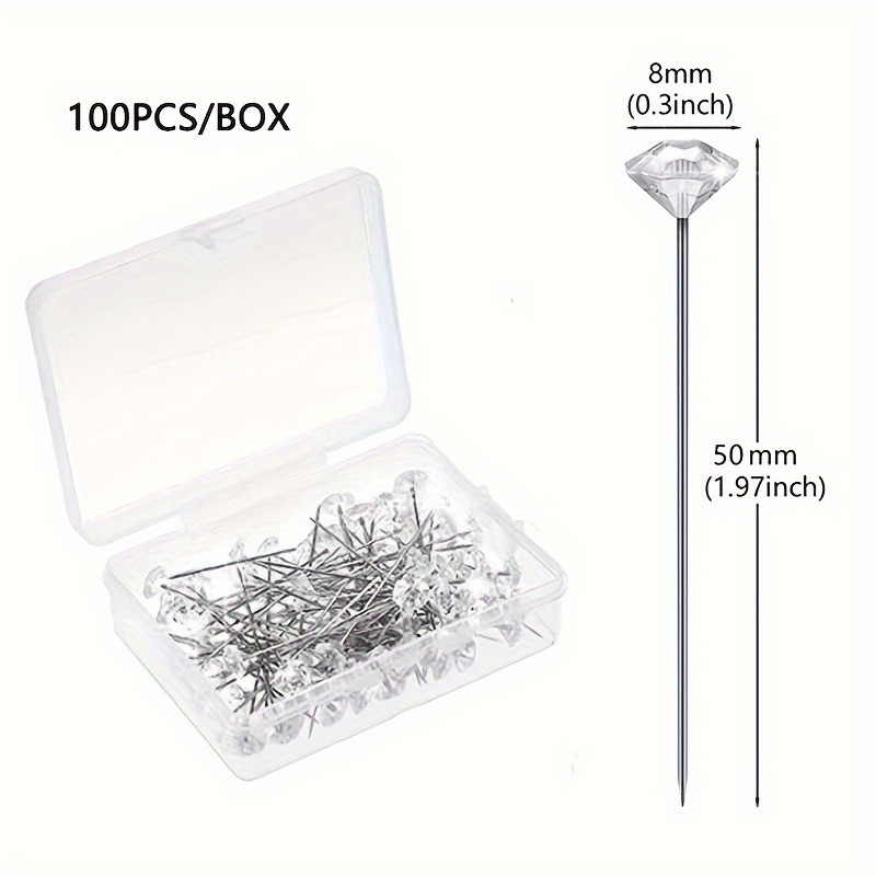 100pcs/box Pearl Head Pins Wedding Bouquet Pins White Straight Head Pins  For DIY Crafts Jewelry Making Sewing Wedding Flower Decorations