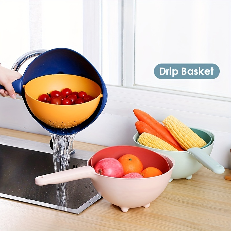 1pc Rotatable Drain Basket Double-layer Household Kitchen