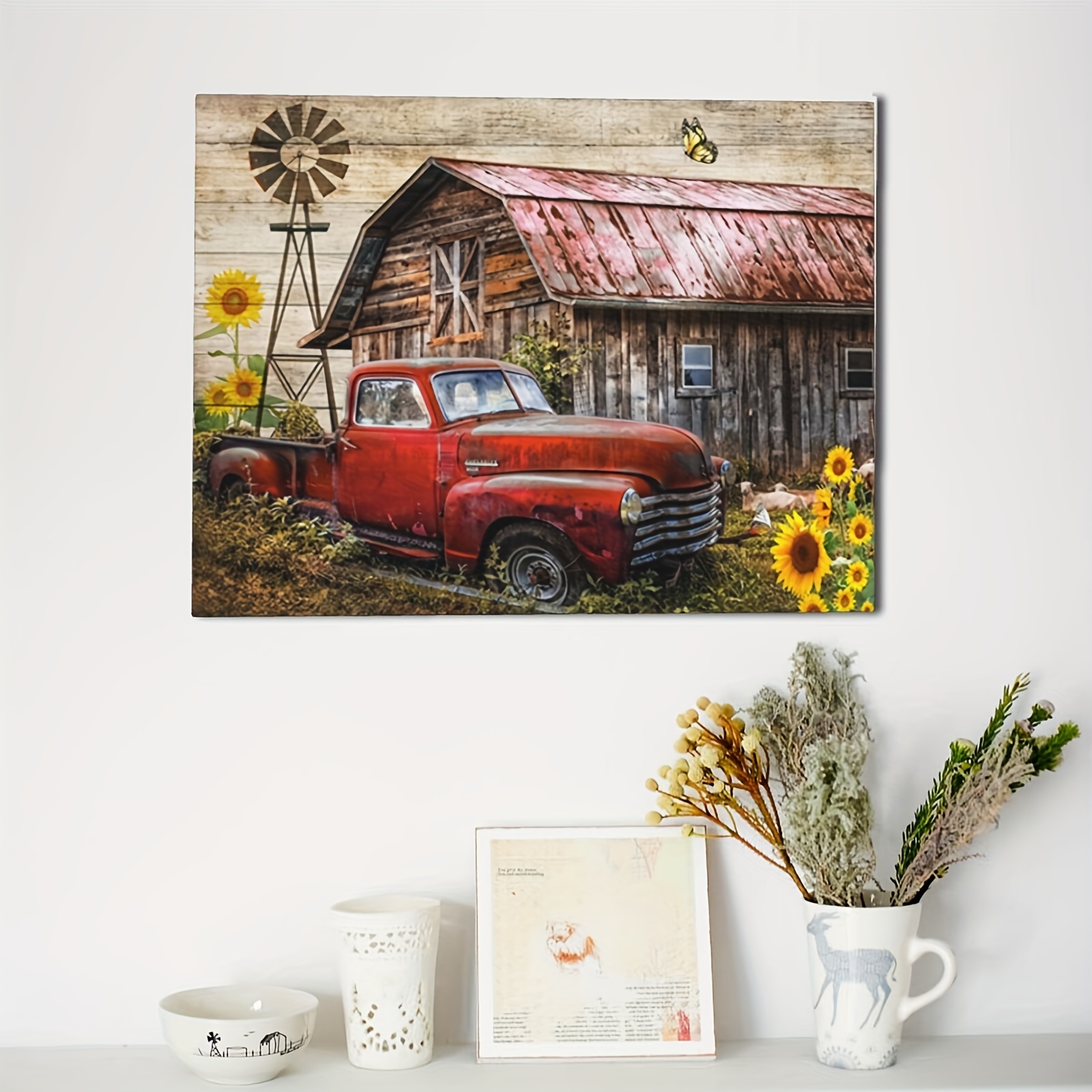 Framed Rustic Canvas Poster Barn Canvas Wall Art Artwork - Temu