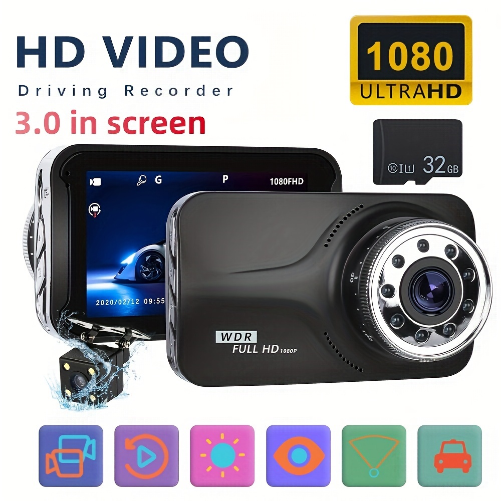 Enregistreur de conduite de voiture 1080p Hd Wifi Dvr caméra double  enregistrement Vision nocturne caméra de tableau de bord de recul noir