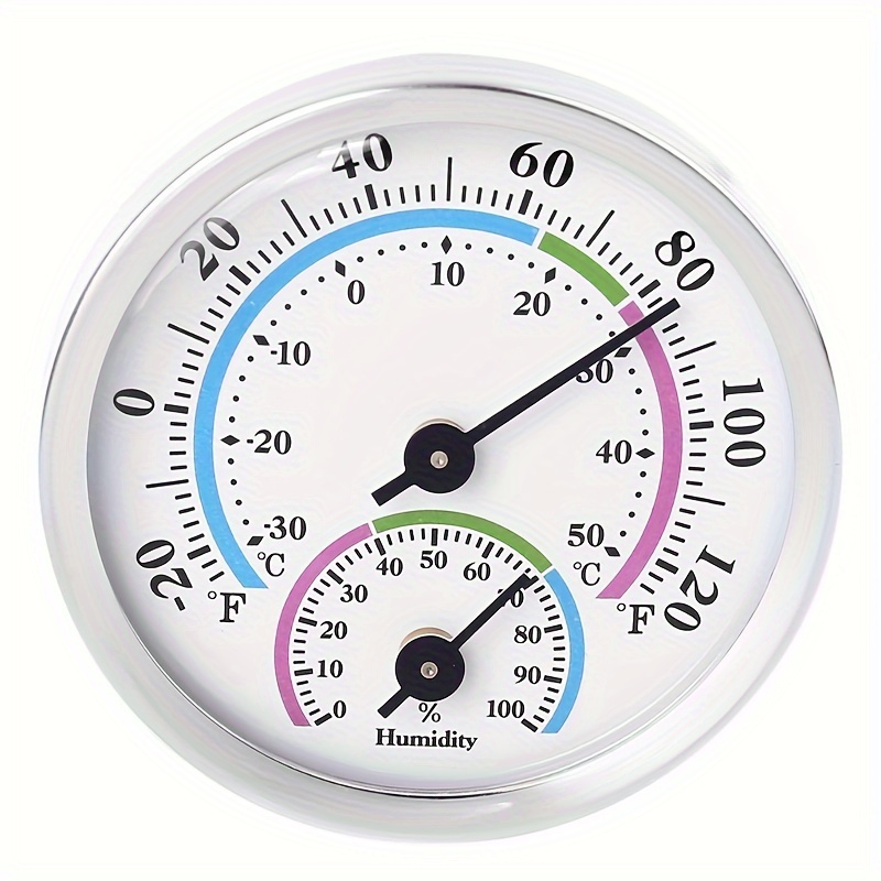 Round Humidity Temperature Gauge Metal Thermometer Hygrometer For