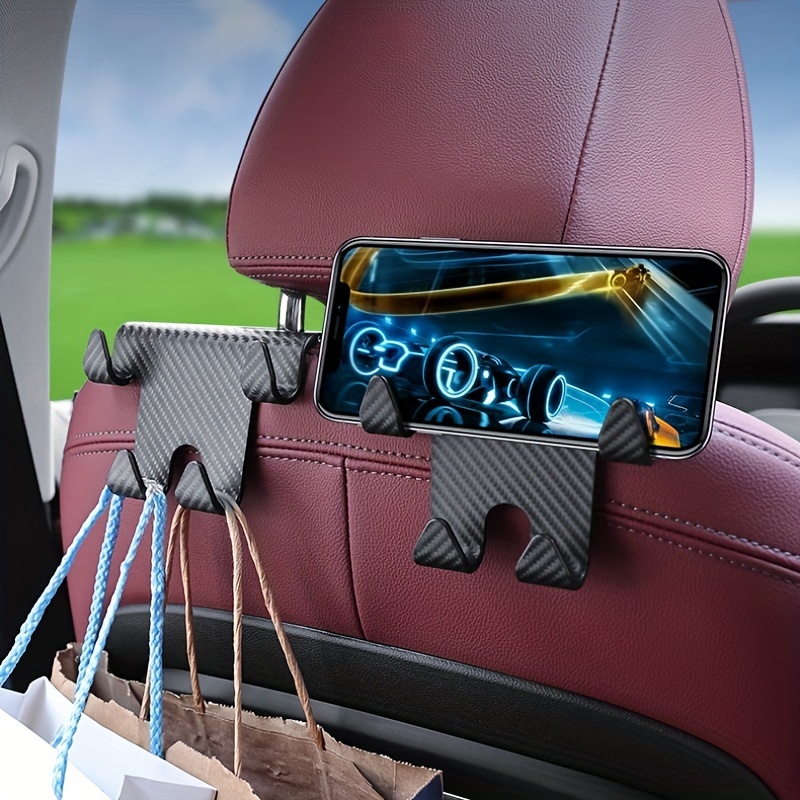 Upgrade Your Car with the 2-in-1 Backseat Headrest Hook & Phone Holder -  Universal Car Hook for Hanging & Holding!