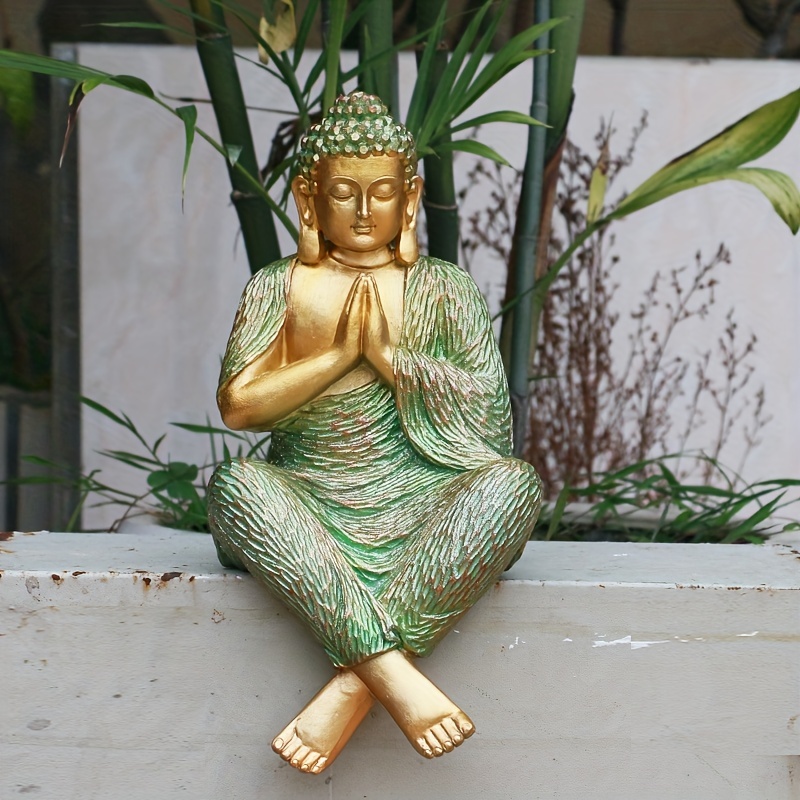 Pequeña escultura de Buda Adornos de jardín de resina creativos Accesorios  decorativos de bricolaje Decoración al aire libre para del hogar Mini  Tathagata Soledad Estupa de la estatua de Buda