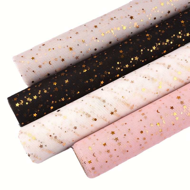 Dropship 1 Roll Foil Star Moon Gauze Flower Wrapping Paper Bouquet