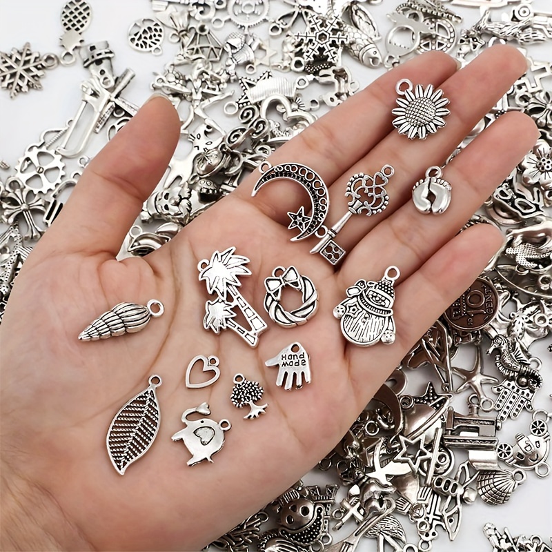 80pcs/pack Antique Silver Metal Charms Vintage Alloy Pendants Bulk For DIY  Craft Jewelry Making Bracelet Necklace Pendant Earring Accessories