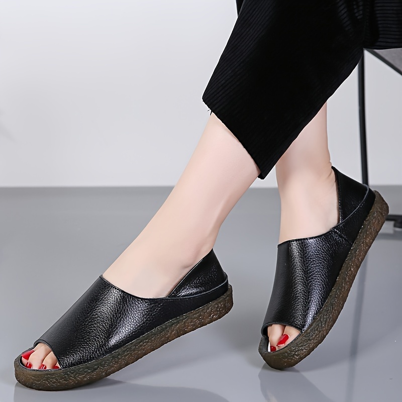 Open sales toe loafers