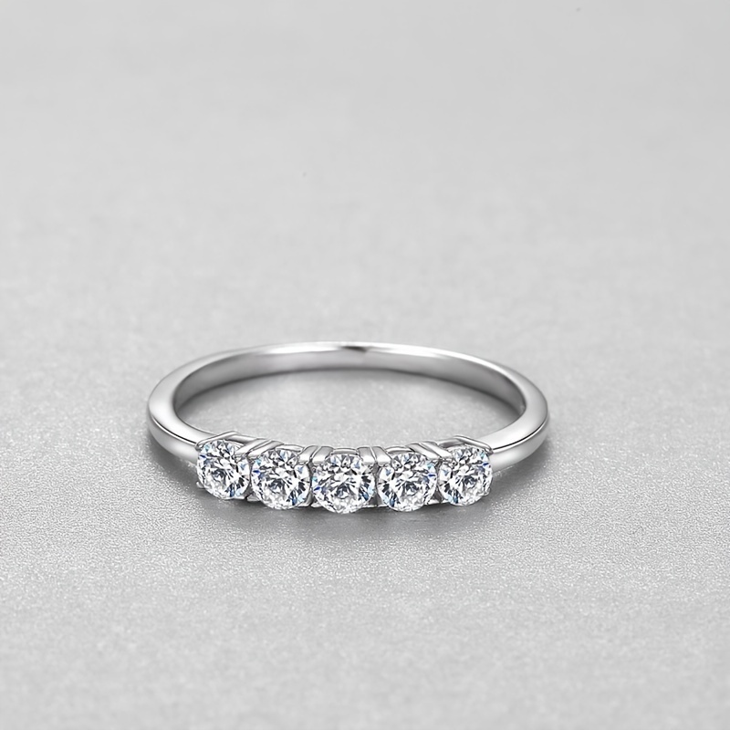 Women's Silvery Faux Diamond Eternity Ring Wedding Band for Bride