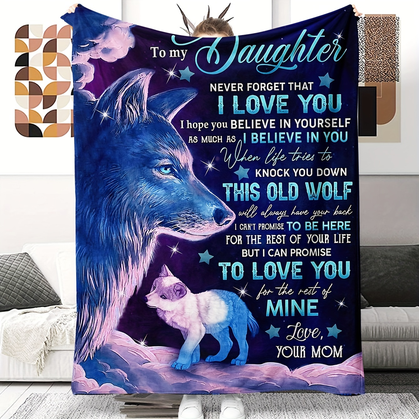 To My Mom Blanket, Mom Wolf You'll Always Be My Loving Mom Blanket