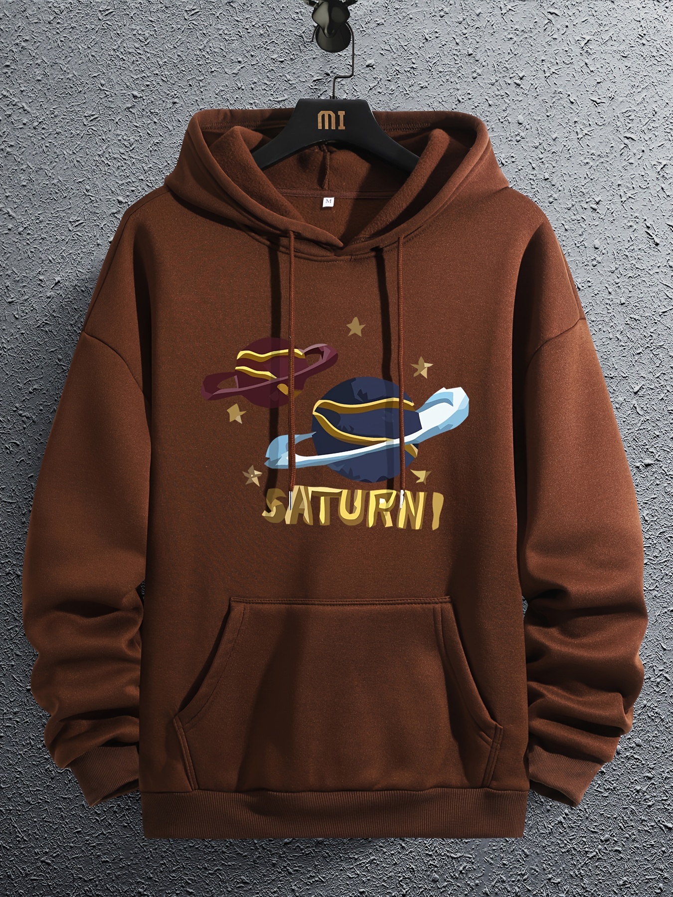 Planet print drop store shoulder hoodie