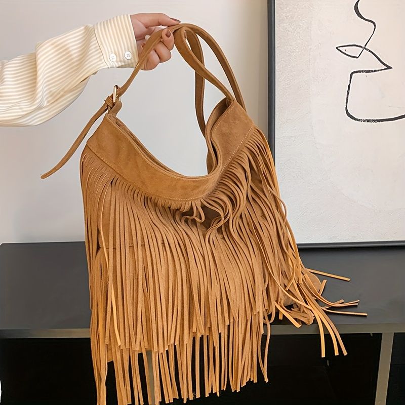 Buy Women's Brown Leather Hip Bag With Fringe Crossbody Online in India 