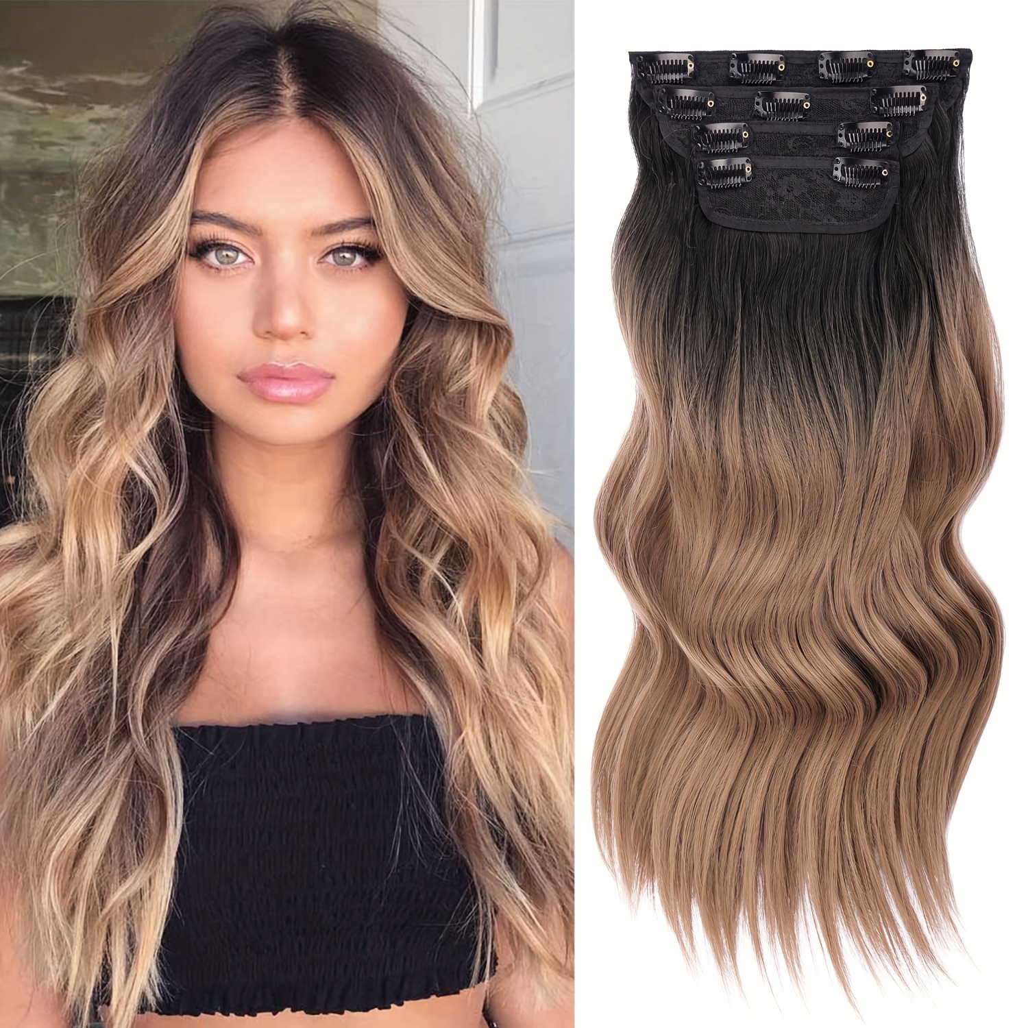 Long Wavy Thick Synthetic Hair Extensions Double - Temu