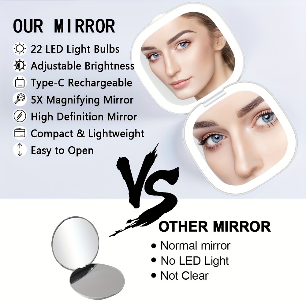 Espejo Aumento Luz Led Espejo Maquillaje Aumento Iluminado - Temu