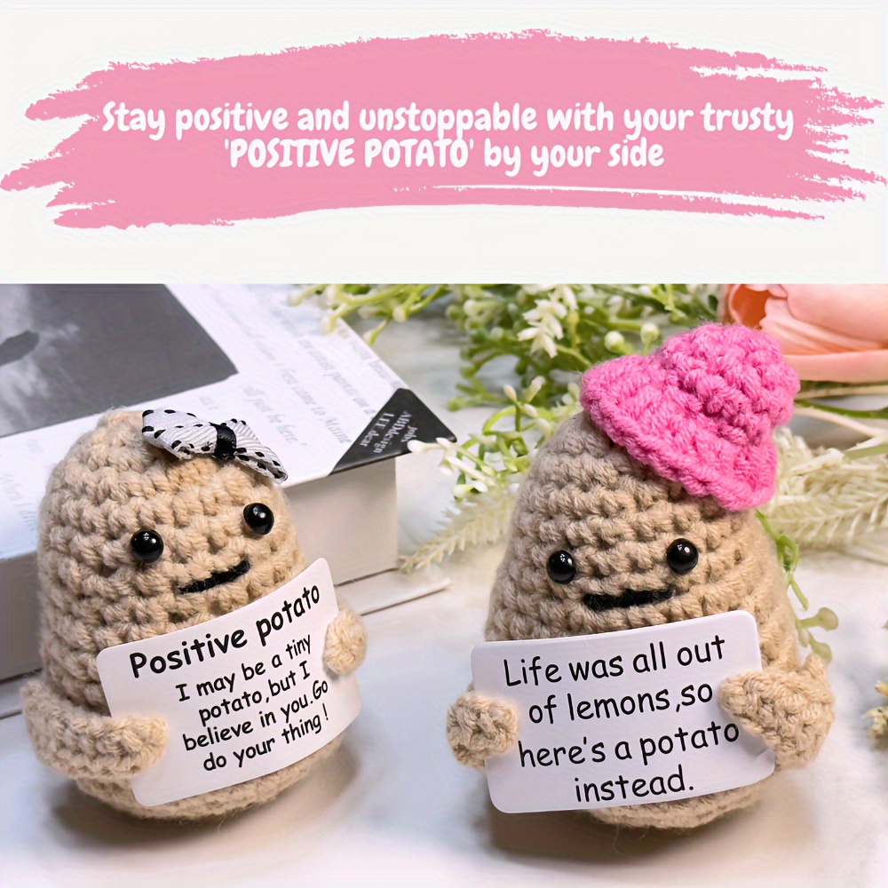 Positive Poo Knitted with Positive Card, Mini Funny Creative Cute Knitting  Patterns 3 inch Crochet Poo Doll Toys Set 2 Cheer Up Gifts for Friends