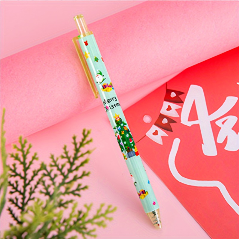 12Pcs Kawaii Christmas 6 Color Retractable Ballpoint Pen Cartoon