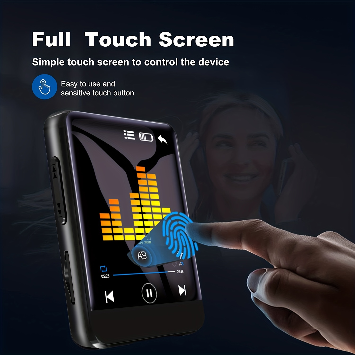 Reproductor MP3 Bluetooth con tarjeta TF de 32 GB, reproductor de música  portátil con altavoz HD integrado, función de video, radio FM, grabadora de