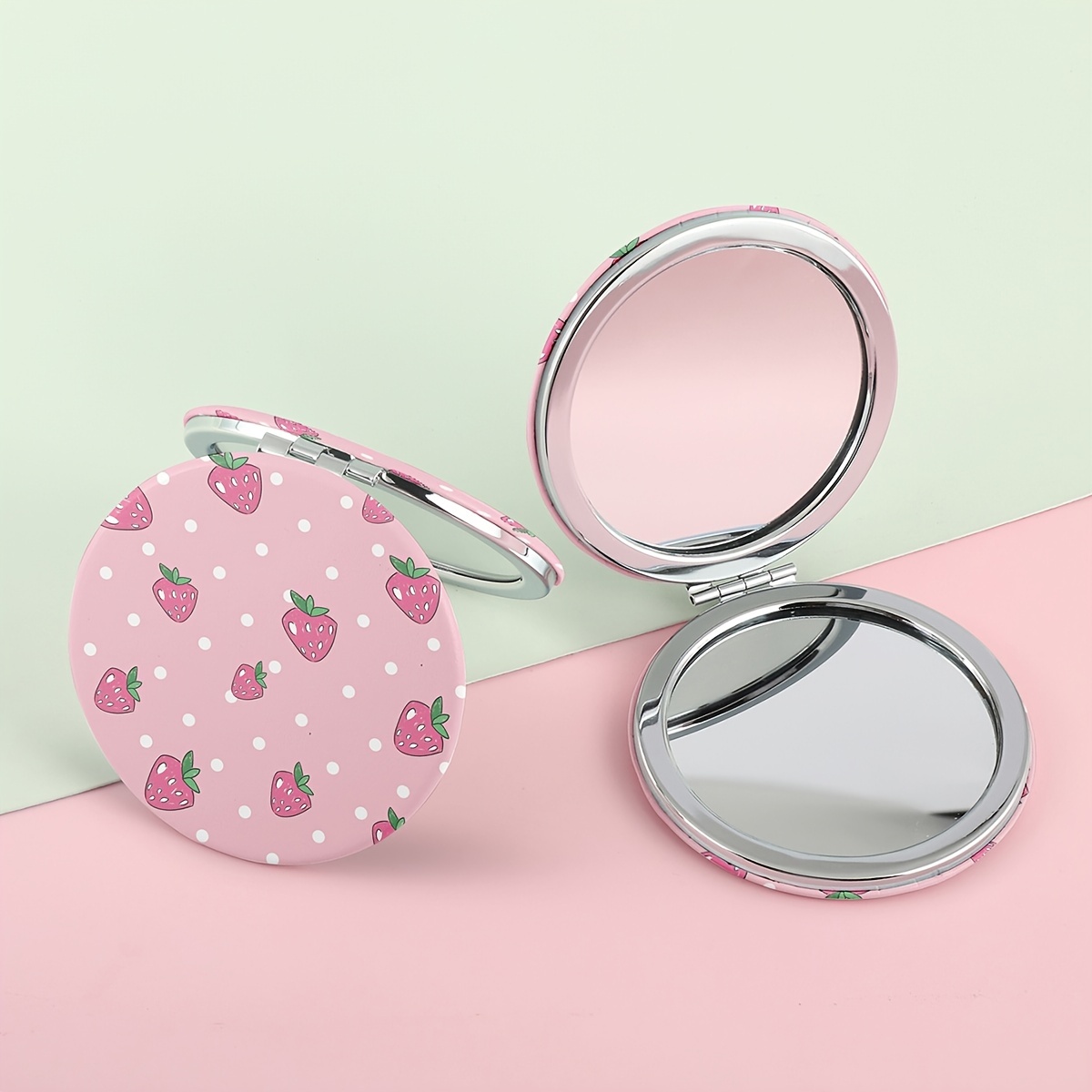 Designer Compact Mirror - Glitter Heart Print