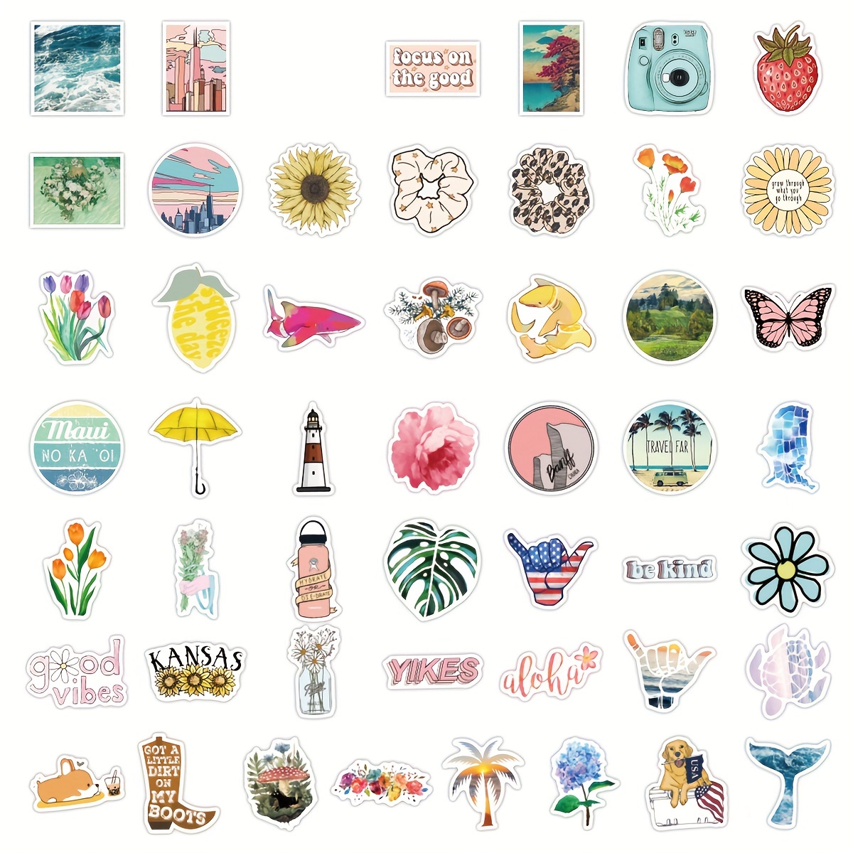 Stickers for Water Bottles Big 30-Pack Cute,Waterproof,Aesthetic,Trendy  Stickers for Teens,Girls Perfect for Waterbottle,Laptop,Phone,Travel
