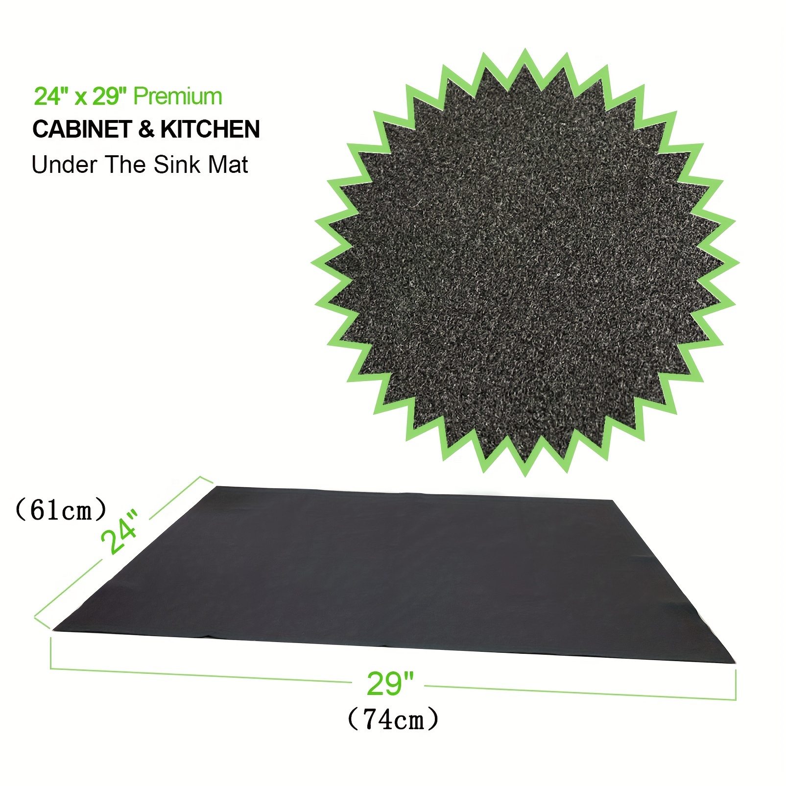 1pc Under The Sink Mat, 24 X 30 In, Durable Premium Mats Protect Kitchen  And Bathroom Cabinets, Waterproof Absorbent Shelf Liner, Grey, Kitchen  Access