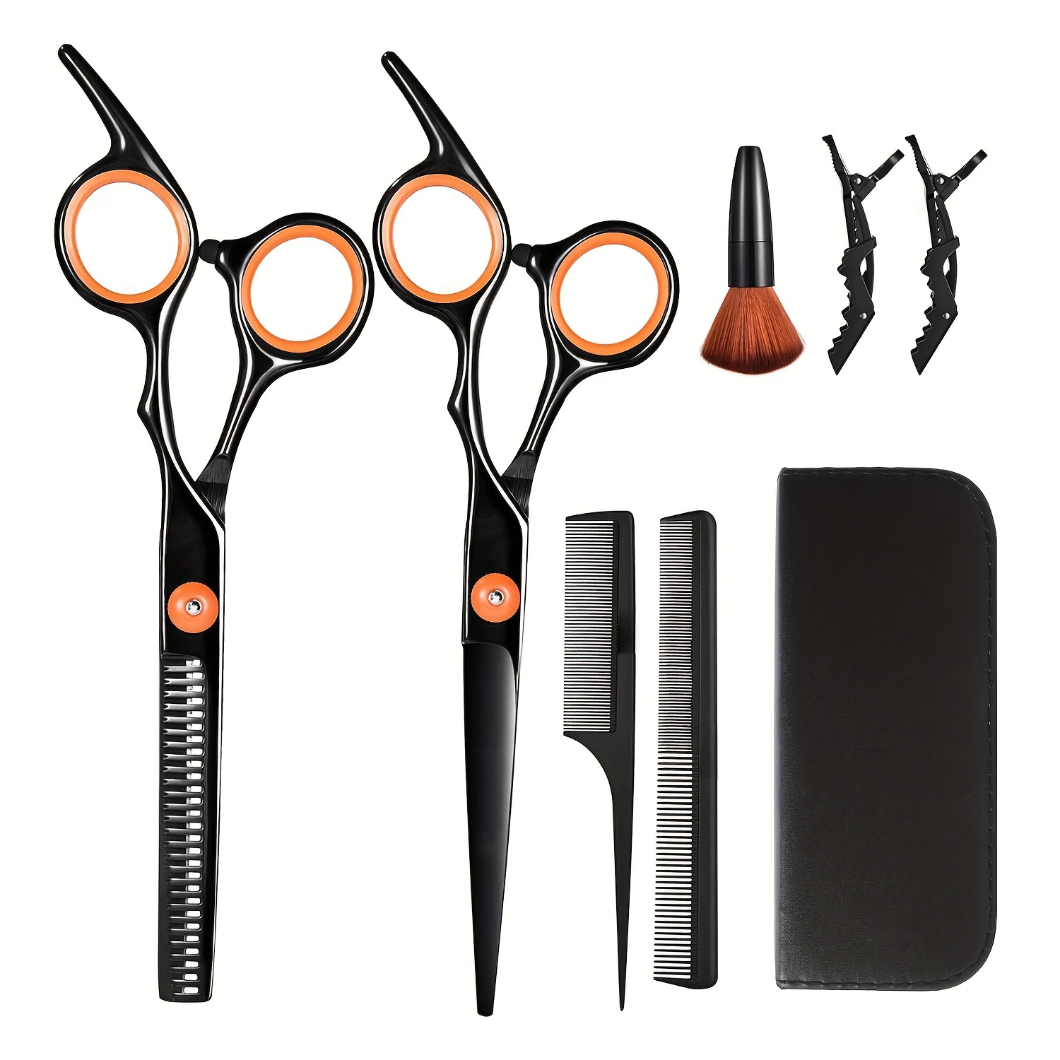 8pcs set professional hair cutting shears kit hair scissor hairdressing cutting thinning barber scissor set for men women pets details 1