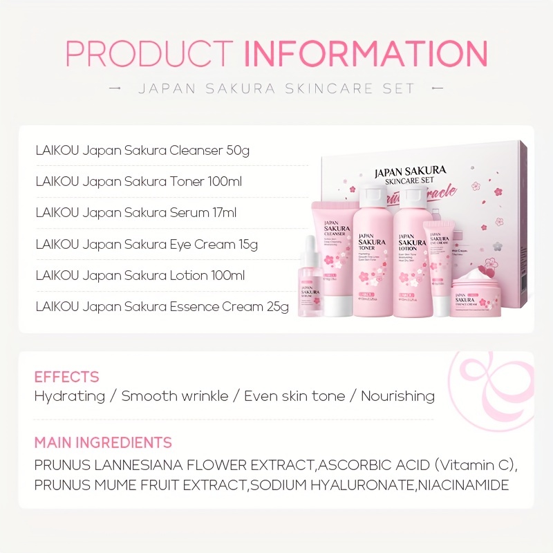 Sakura Skin Care Gift Box Oil Control Cleanser Serum Face - Temu 