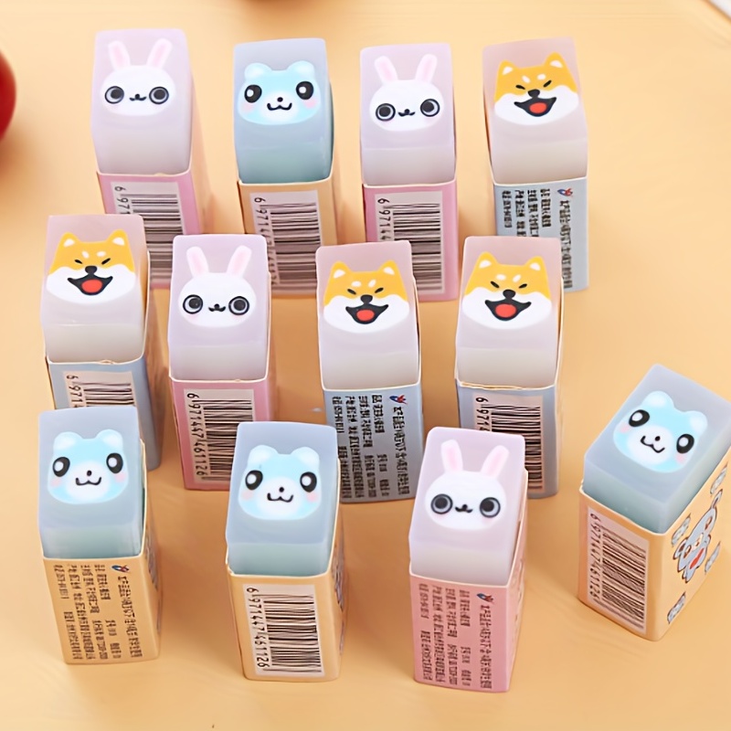 4pcs/Pack Cute Cartoon Animal Eraser Kids School Correction
